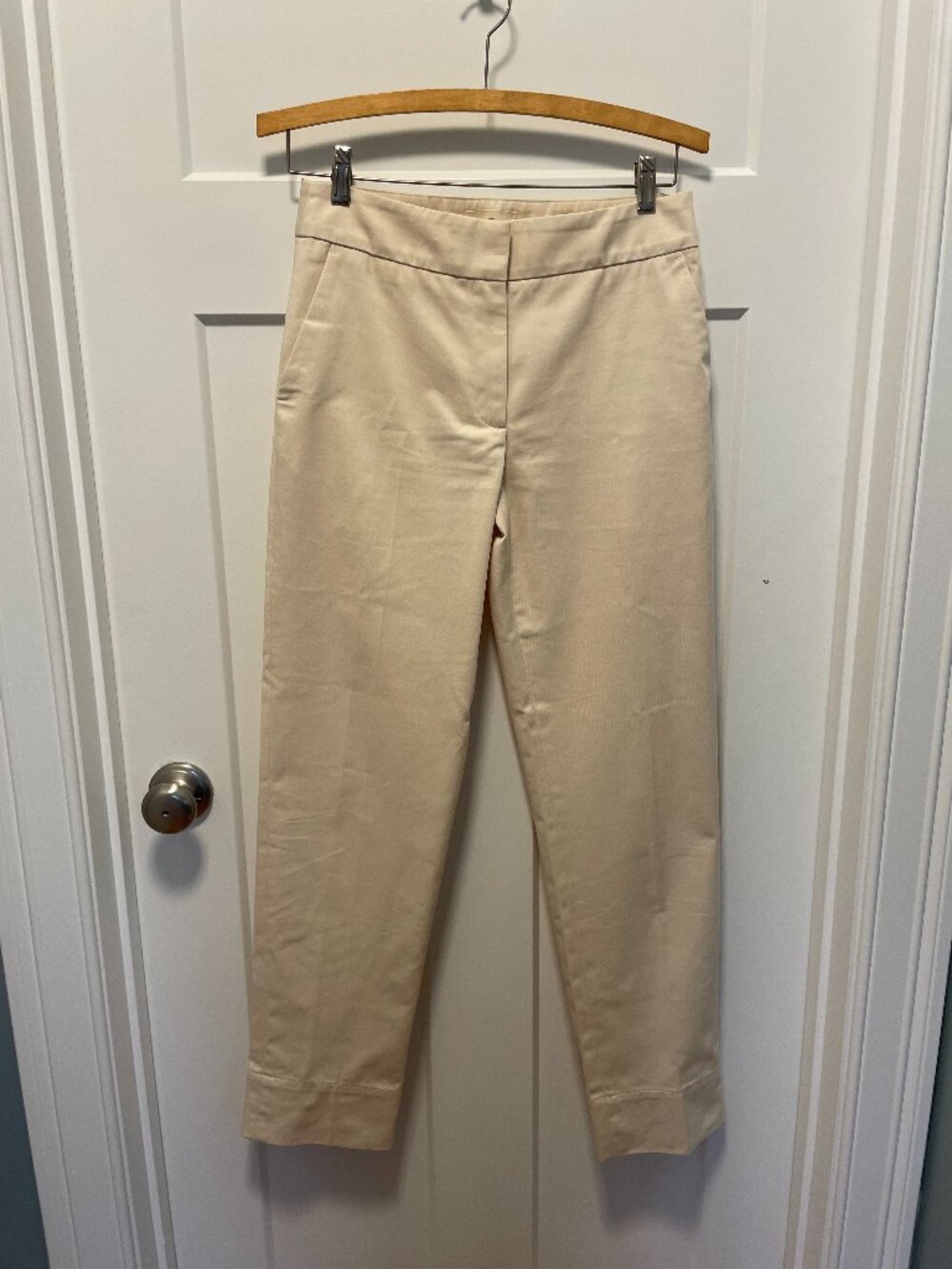 Sézane Milo Pants Cream Beige Pants French Girl‎ 100% Organic Cotton FR 34 US 2